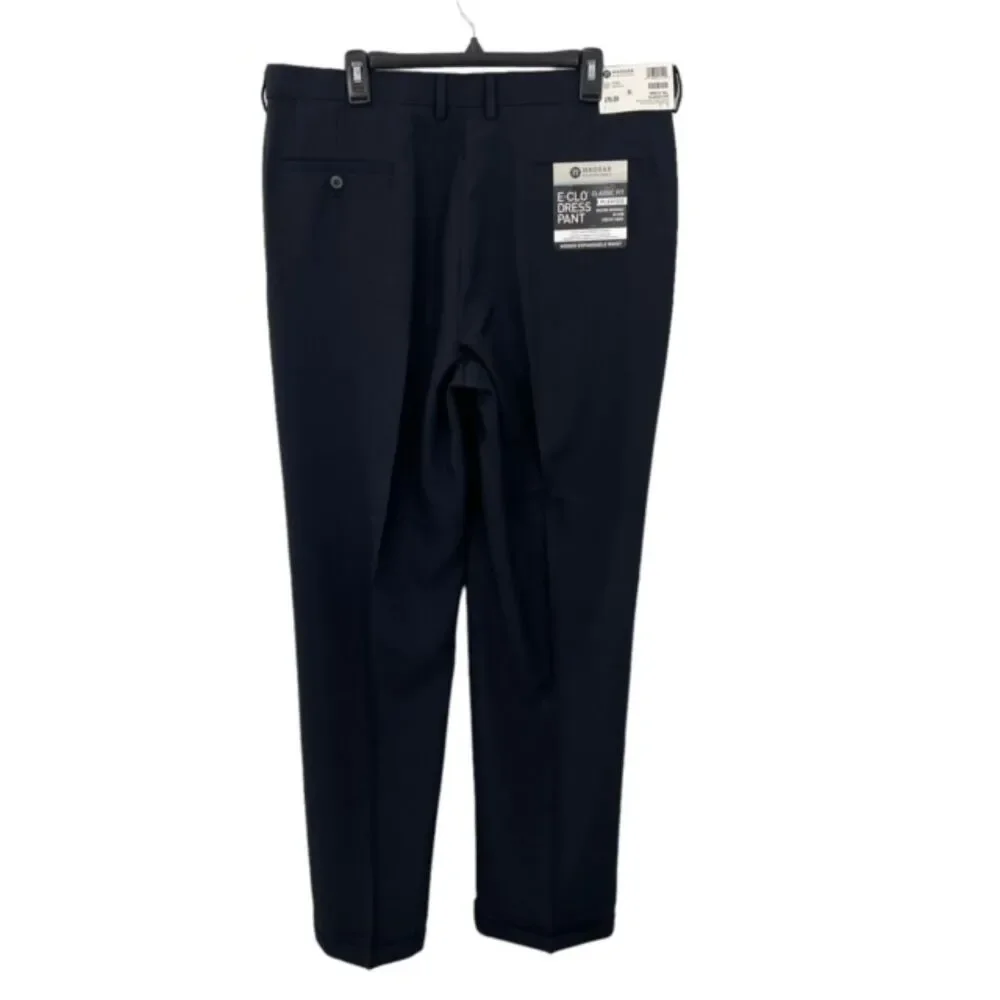 NWT Haggar Black Classic Fit E-Clo Pleated Dress Pants Men's Size‎ 38x34